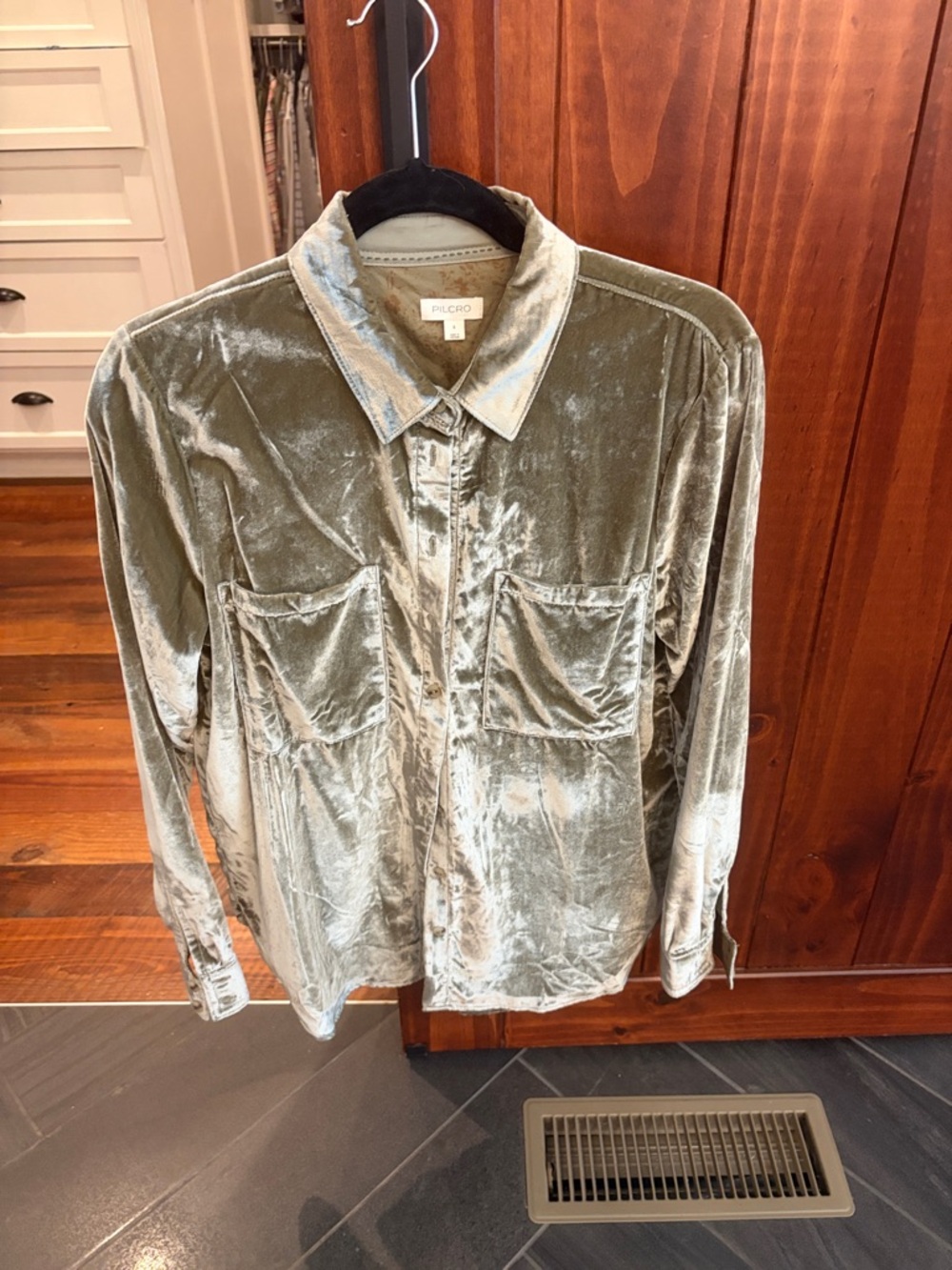 Pilcro Men's Velvet Shirt Jacket in Olive